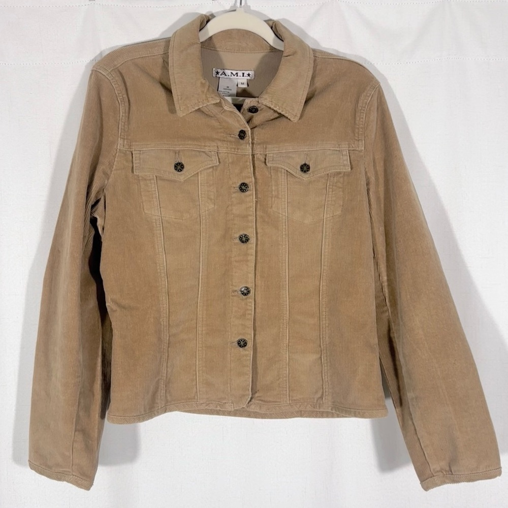 A.M.I. Tan Corduroy Button-Up Jacket